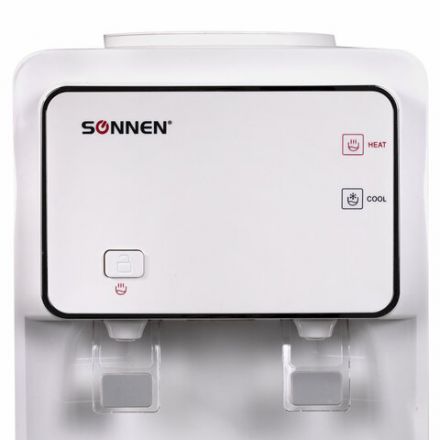 Кулер для воды SONNEN FSE-02i, напольный, НАГРЕВ/ОХЛАЖДЕНИЕ ЭЛЕКТРОННОЕ, шкаф, 2 крана, белый, 455742