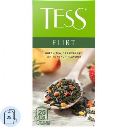 Чай Tess Flirt зеленый с клубникой 25 пакетиков