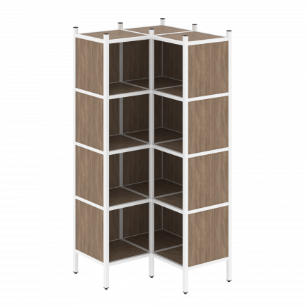 Loft Угловой внутренний стеллаж наборный VR.L-31 Дуб аризона/Белый металл 862*862*1869 Loft Угловой внутренний стеллаж наборный VR.L-31 Дуб аризона/Белый металл 862*862*1869