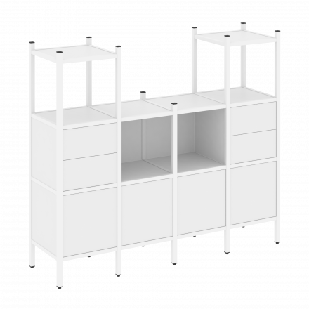 Loft Прямой стеллаж наборный VR.L-14 Белый бриллиант/Белый металл 1694*446*1458 Loft Прямой стеллаж наборный VR.L-14 Белый бриллиант/Белый металл 1694*446*1458