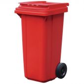 Контейнер-бак мусорный 120 л пластиковый на 2-х колесах с крышкой красный