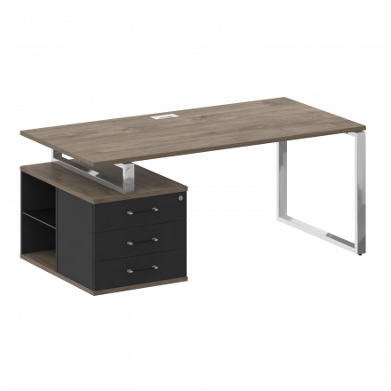 Shift Стол руководителя с опорной тумбой, левый SK.SRT-180 (L) Тиквуд тёмный/Антрацит 1800*904*753 Shift Стол руководителя с опорной тумбой, левый SK.SRT-180 (L) Тиквуд тёмный/Антрацит 1800*904*753