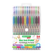 Ручки гелевые BRAUBERG KIDS "CUTE ANIMALS", НАБОР 24 ЦВЕТА, корпус с печатью, узел 1 мм, линия письма 0,7 мм, 144447