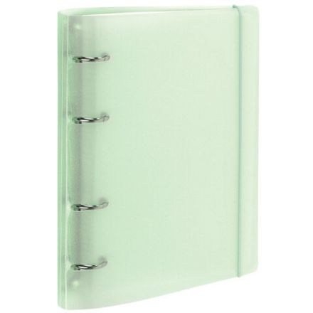 Тетрадь на кольцах А5 175х220 мм, 120 л., пластик с блестками, с резинкой и разделителями, BRAUBERG, Зеленый, 404632