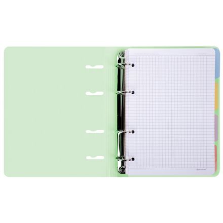 Тетрадь на кольцах А5 175х220 мм, 120 л., пластик с блестками, с резинкой и разделителями, BRAUBERG, Зеленый, 404632