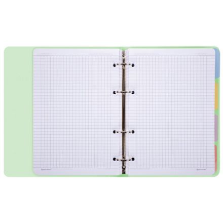 Тетрадь на кольцах А5 175х220 мм, 120 л., пластик с блестками, с резинкой и разделителями, BRAUBERG, Зеленый, 404632