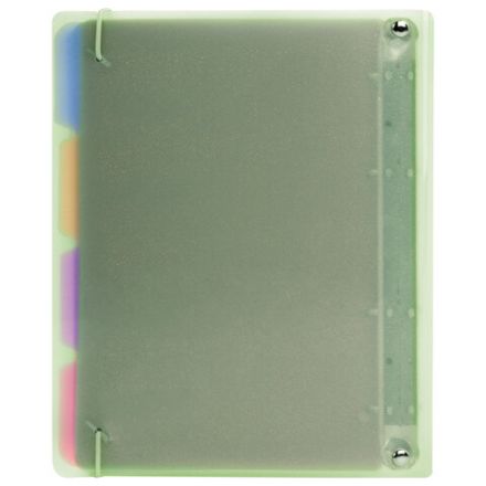 Тетрадь на кольцах А5 175х220 мм, 120 л., пластик с блестками, с резинкой и разделителями, BRAUBERG, Зеленый, 404632