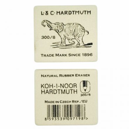 Ластик KOH-I-NOOR "Слон" 300/08, 54х48х16 мм, белый, прямоугольный, натуральный каучук, 0300008005KDRU