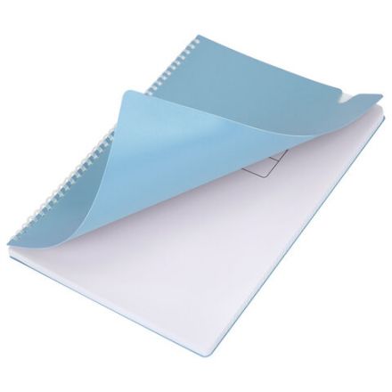 Тетрадь обложка пластик, А4 80 л., гребень мягкий, вырубка для ручки, клетка, BRAUBERG, голубой, 405370