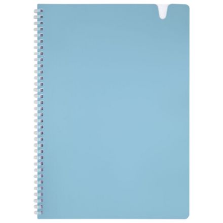 Тетрадь обложка пластик, А4 80 л., гребень мягкий, вырубка для ручки, клетка, BRAUBERG, голубой, 405370