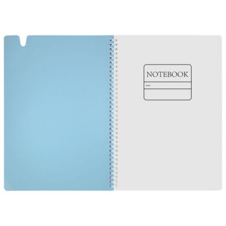 Тетрадь обложка пластик, А4 80 л., гребень мягкий, вырубка для ручки, клетка, BRAUBERG, голубой, 405370