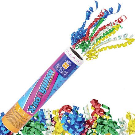 Хлопушка пневматическая 20 см "Party Popper", фольга, серпантин, ассорти, ЗОЛОТАЯ СКАЗКА, 592464