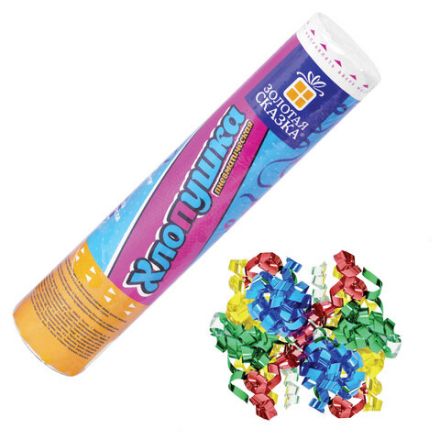 Хлопушка пневматическая 20 см "Party Popper", фольга, серпантин, ассорти, ЗОЛОТАЯ СКАЗКА, 592464